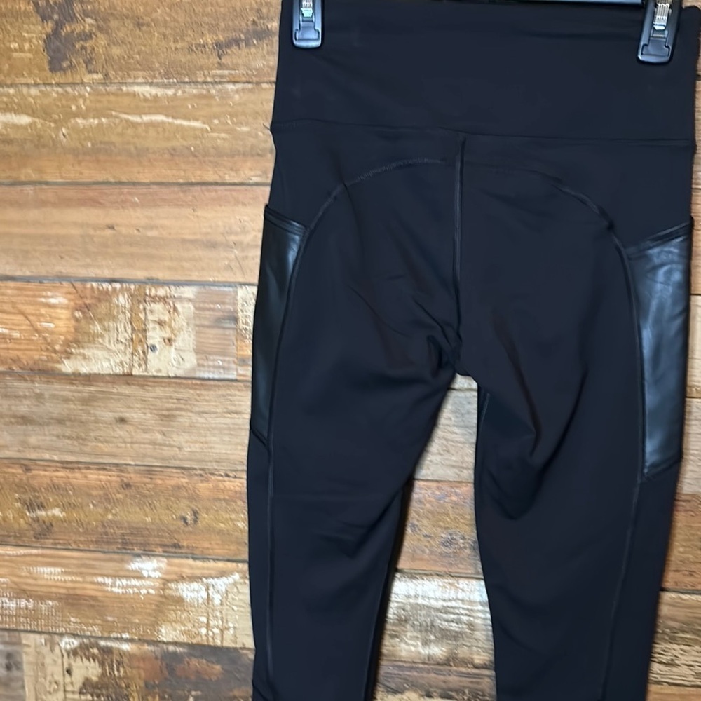 Athleta Gleam Chaturanga Black Faux Leather Leggings - Picture 6 of 9